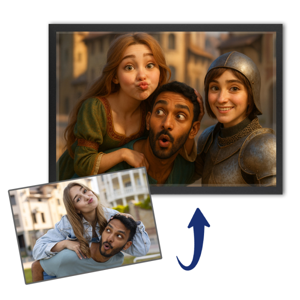 Retrato estilo cartoon + personagem histórico com base numa foto