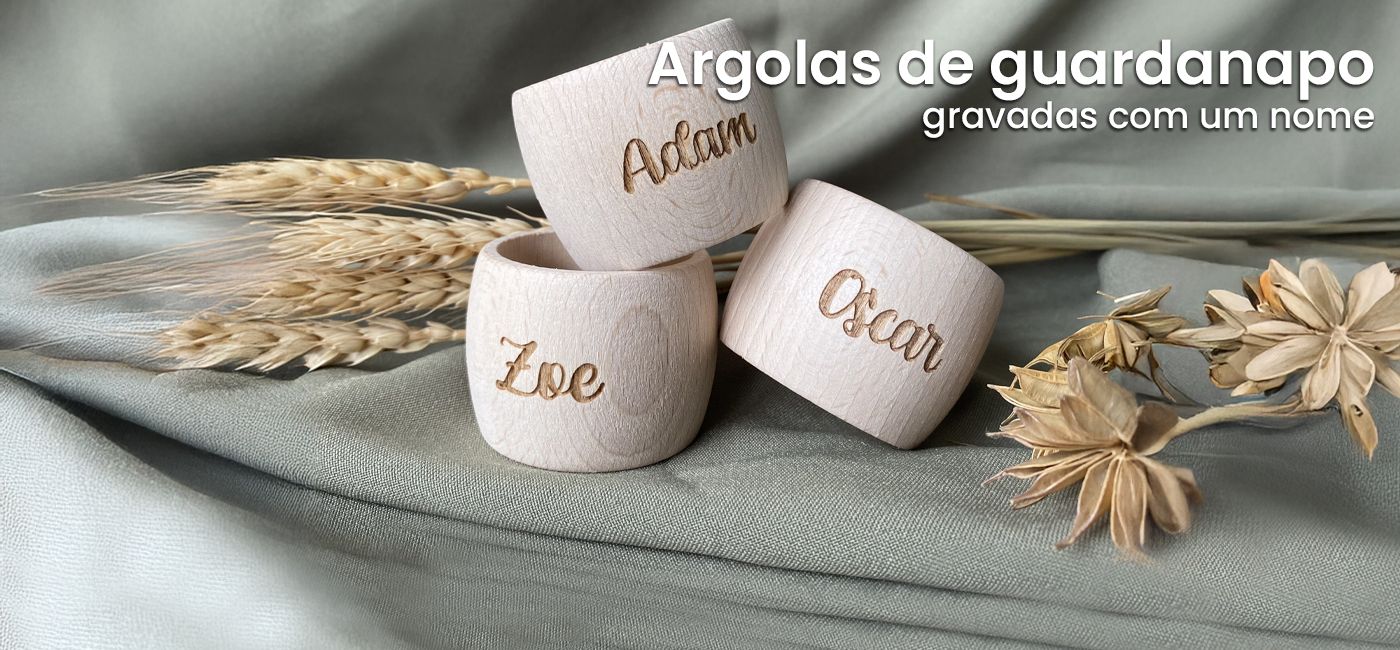 Argolas de guardanapo gravadas
