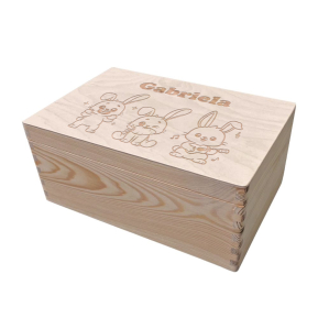 Caixa de recordaes gravada coelhos