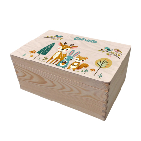 Caixa de madeira personalizada floresta encantada