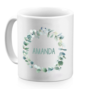 Caneca coroa de flores personalizada