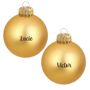 Conjunto de bolas de Natal douradas em vidro personalizadas
