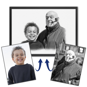 Montagem fotogrfica para um retrato em estilo carvo