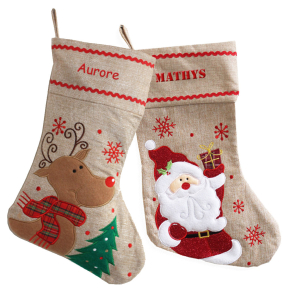 Meia de Natal personalizada com efeito linho
