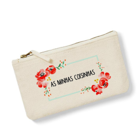 Pequena bolsa de algodo - flores em aquarela