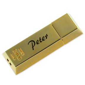 Pen drive de 16 GB em forma de lingote de ouro personalizada