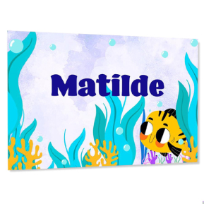 Placa de porta infantil personalizada - Sob o oceano