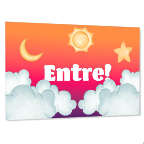 Placa de porta infantil personalizada - Nuvens