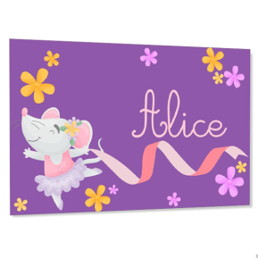 Placa de porta infantil bailarina ratinha personalizada com nome