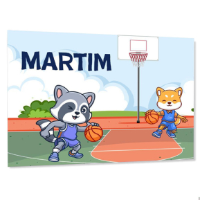 Placa de porta infantil personalizada - Basquetebol