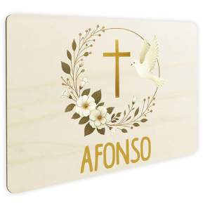 Placa de porta personalizada pomba e cruz