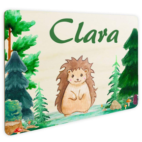 Placa de porta personalizada floresta e animais