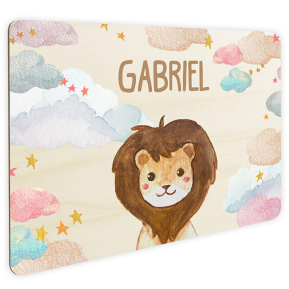 Placa de porta personalizada nuvens e animais