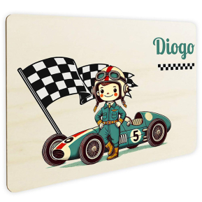 Placa de porta personalizada piloto de carro de corrida