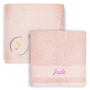Toalha infantil personalizada 70 x 140 cm  Coelhinho Rosa