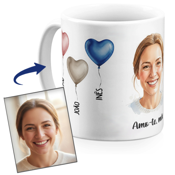 Caneca Personalizada Bal&otilde;es Cora&ccedil;&atilde;o