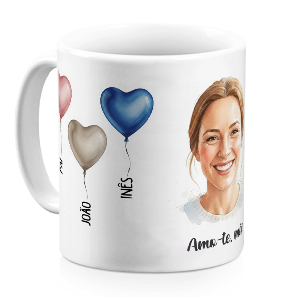 Caneca Personalizada Bal&otilde;es Cora&ccedil;&atilde;o