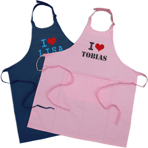 Avental de cozinha personalizado 100% algodão orgânico I love