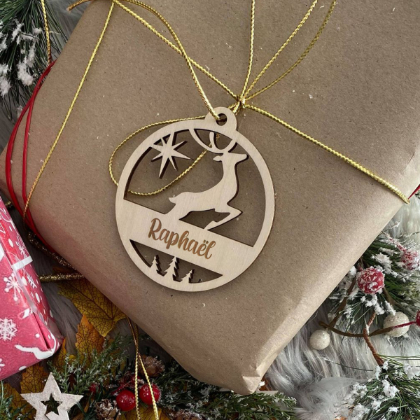 Bola de Natal Rena gravada com um nome