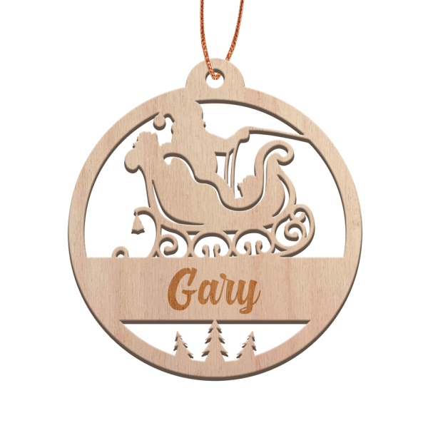 Bola de Natal Trenó do Pai Natal gravada com um nome