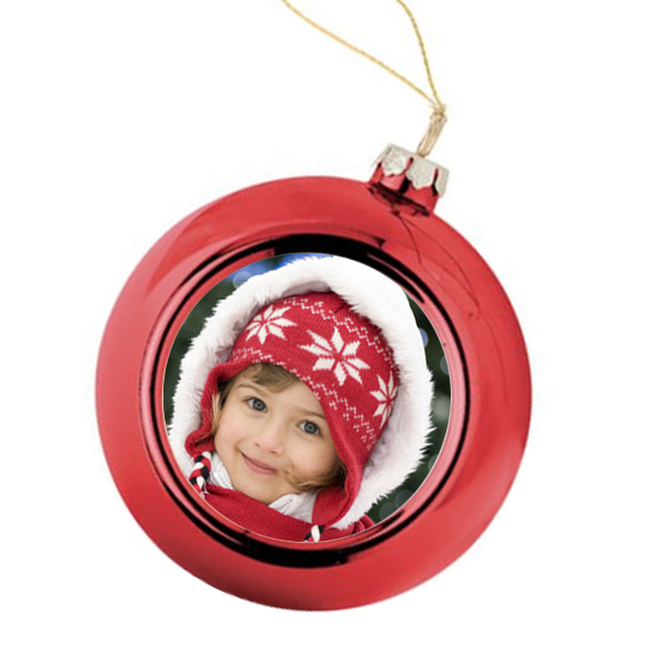 Bola de Natal vermelha personalizada com foto