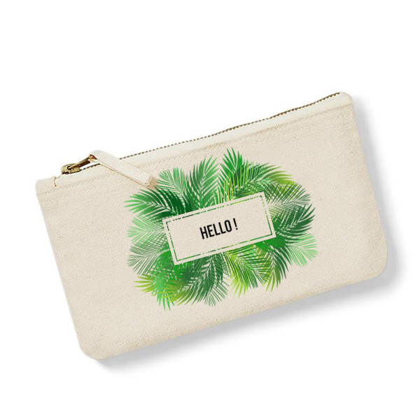 Pequena bolsa de algodão com estampa de palmeira