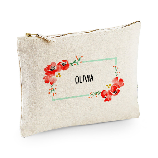 Bolsa estampada flores em aguarela