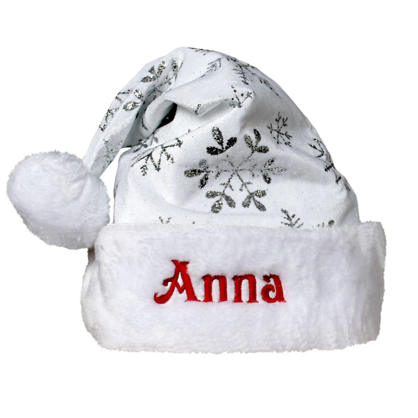 Gorro de Natal com flocos de neve brilhantes
