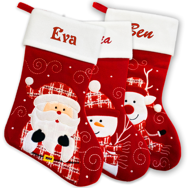 Bota de Natal vermelha personalizada com motivo
