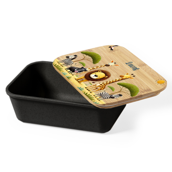 Caixa de almoço safari com tampa de bambu