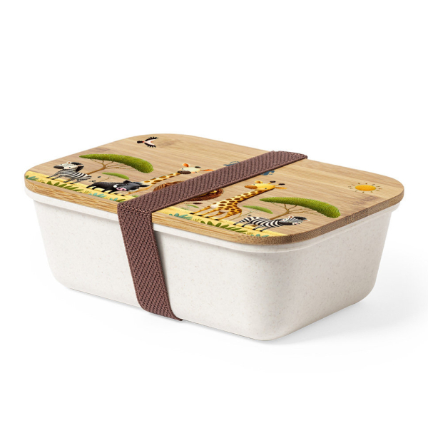 Caixa de almoço safari com tampa de bambu