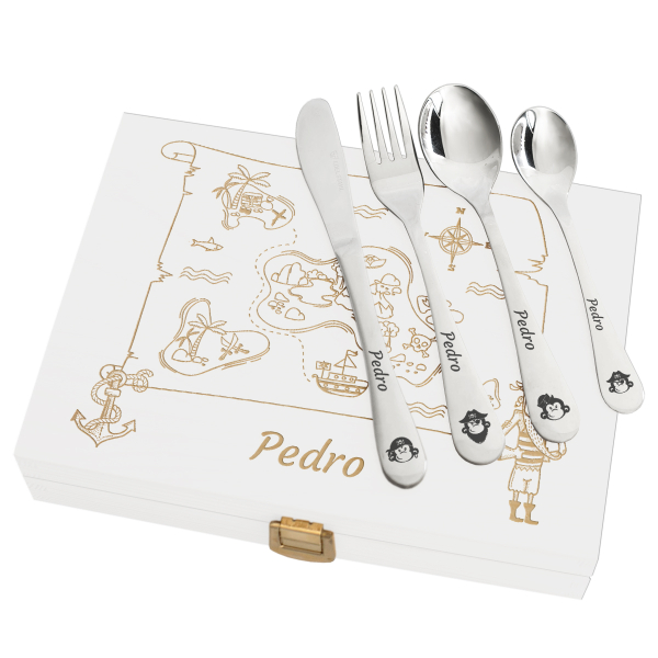 Talheres de macaco pirata personalizados para crianças