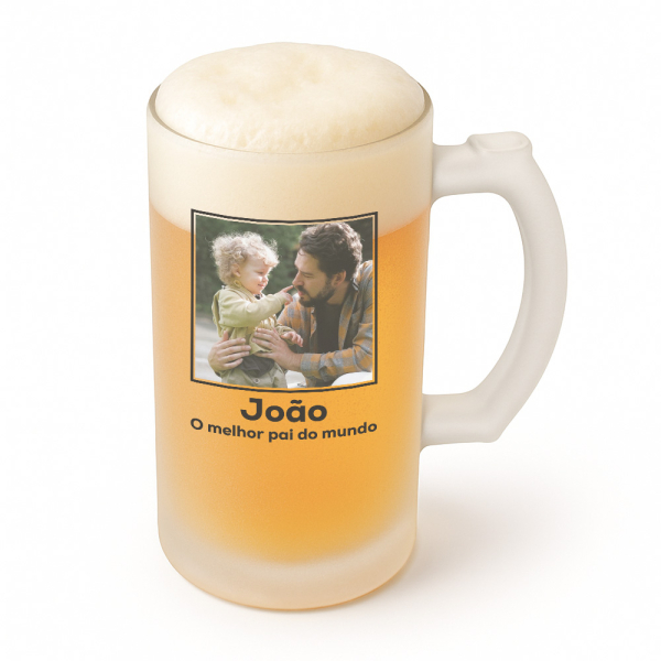 Chope de cerveja personalizada com uma foto