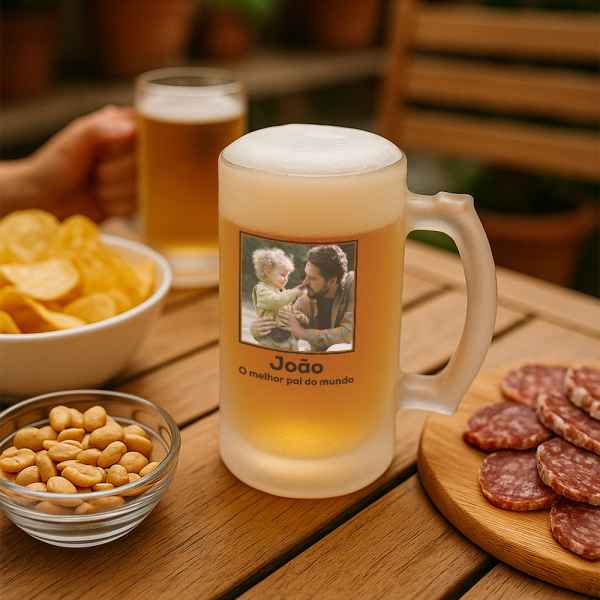 Chope de cerveja personalizada com uma foto