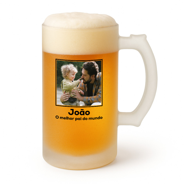 Chope de cerveja personalizada com uma foto