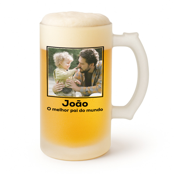 Chope de cerveja personalizada com uma foto