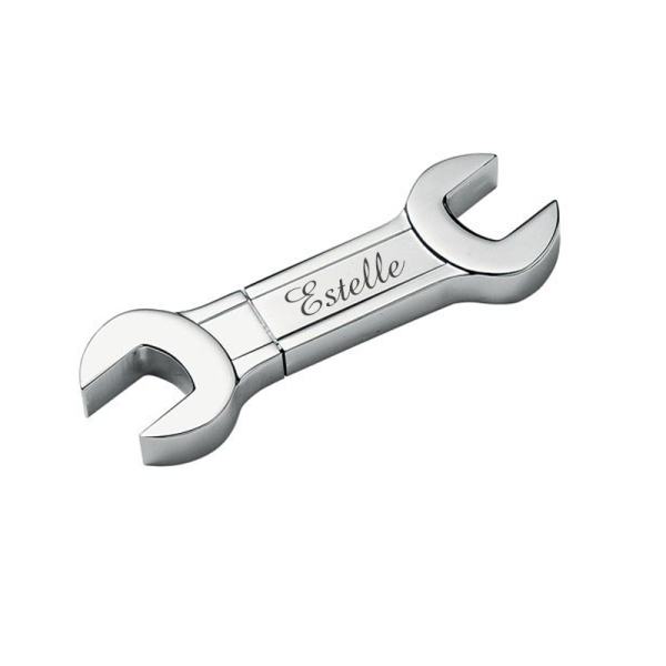 Pen drive de 8 GB em forma de chave inglesa gravada