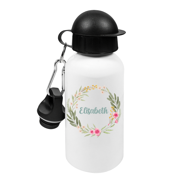 Garrafa personalizada com coroa de flores