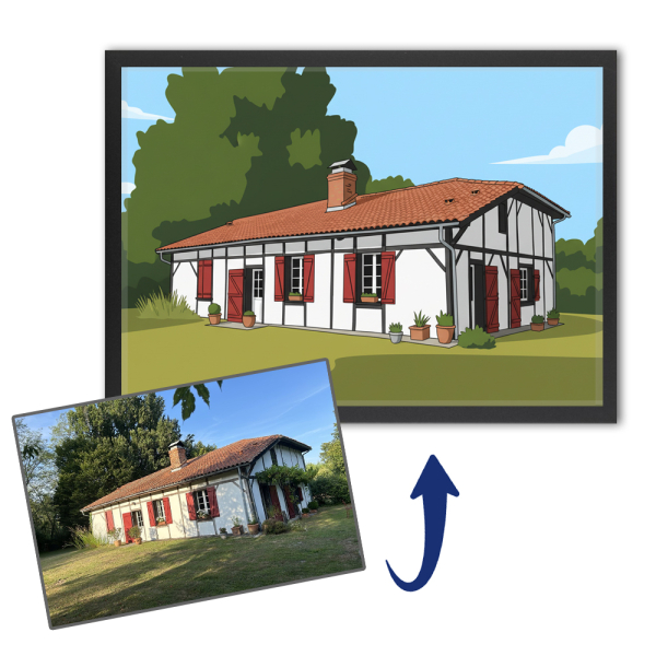 Retrato de casa em estilo flat design a partir de uma foto