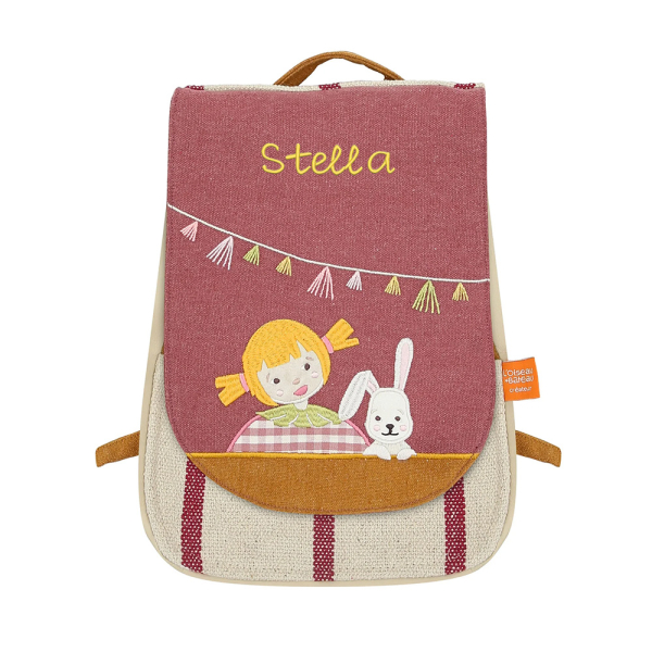 Mochila personalizada com criança e coelho