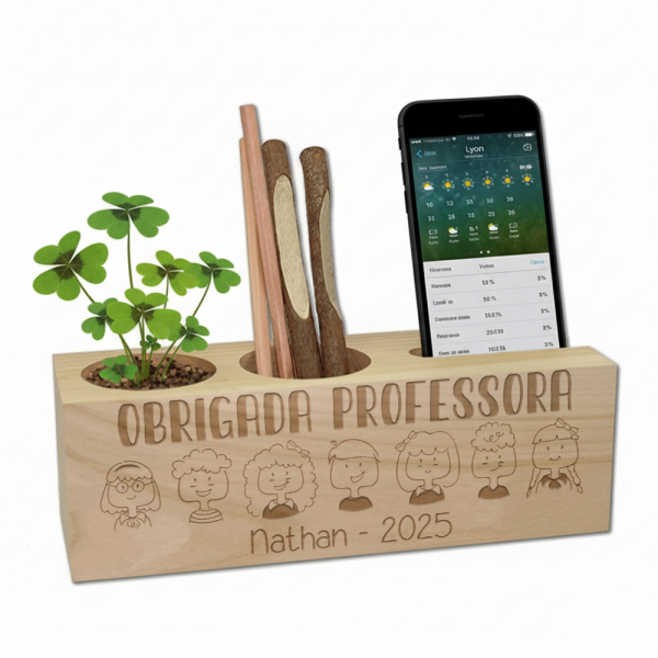 Organizador de escritório ecológico personalizado Obrigado Mestra