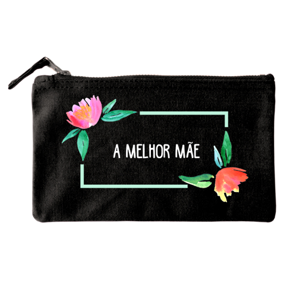 Pequena bolsa de algodão - flores em aquarela