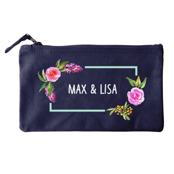 Pequena bolsa de algodão - flores em aquarela