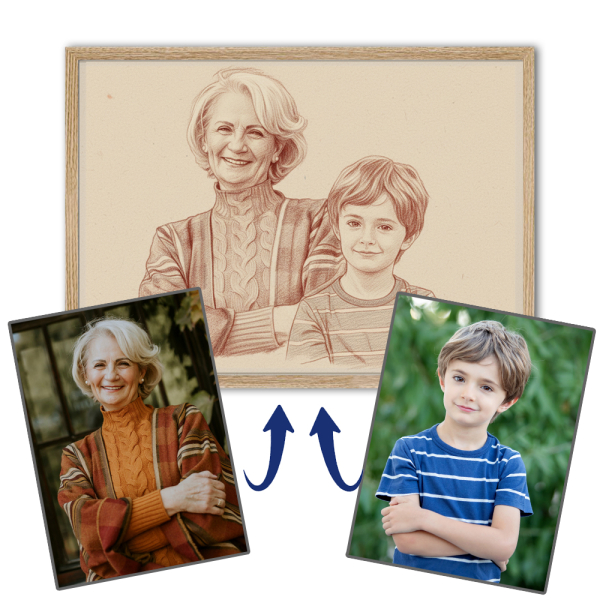 Montagem fotográfica para um retrato em estilo sanguínea