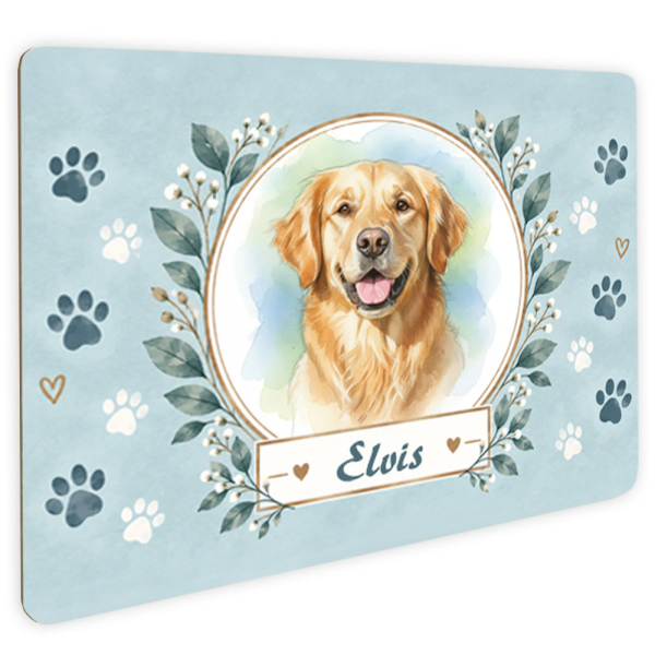 Placa de porta com foto do animal de estima&ccedil;&atilde;o em estilo aguarela