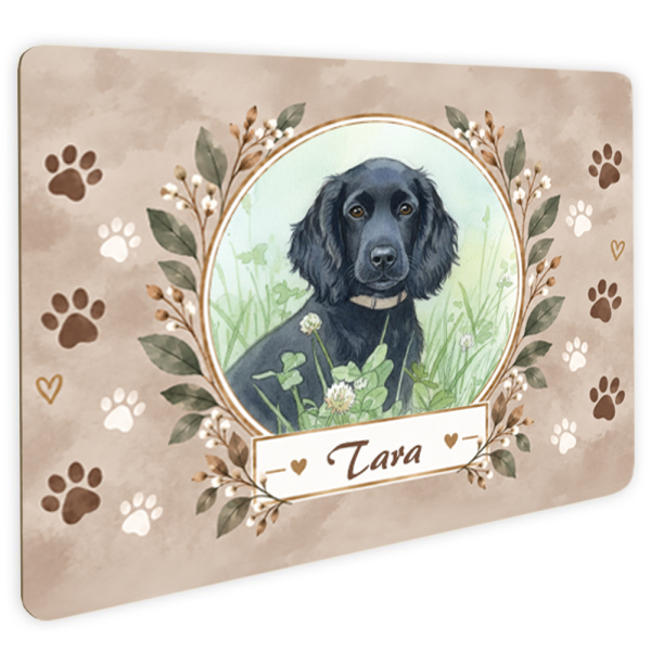 Placa de porta com foto do animal de estima&ccedil;&atilde;o em estilo aguarela
