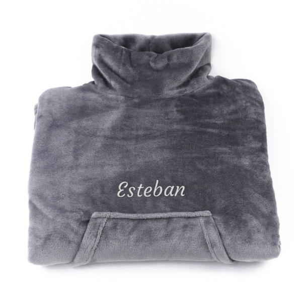 Poncho de manta polar antracite personalizado