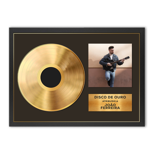 Poster emoldurado com Disco de Ouro ou de Platina com foto - ouro