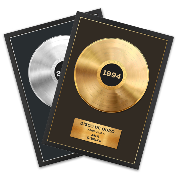 Poster emoldurado com Disco de Ouro ou de Platina personalizado