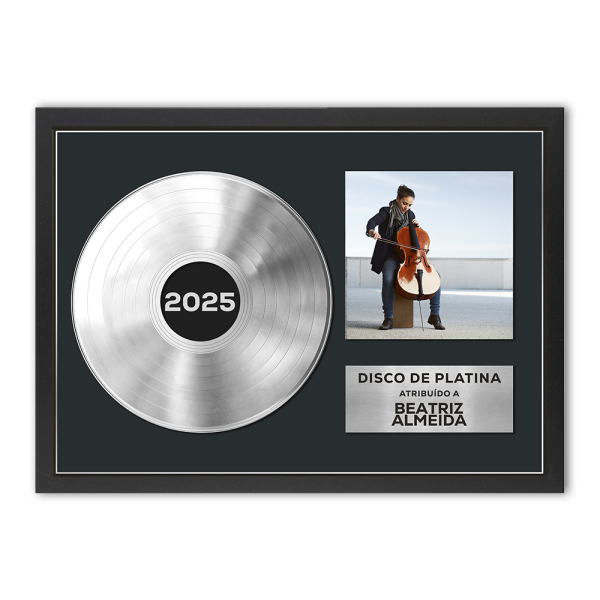 Poster emoldurado com Disco de Platina com foto
